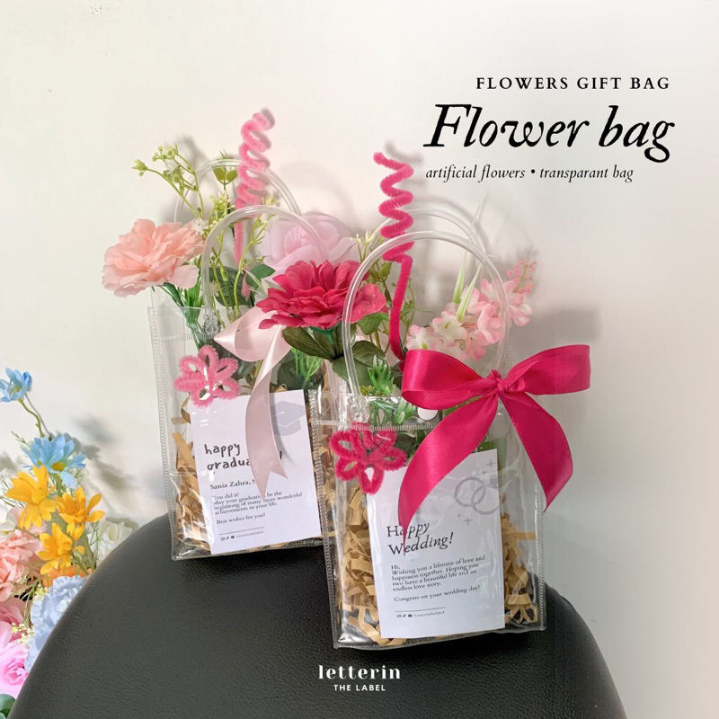 

[FLOWER BAG] Flowers gift transparant bag by Letterin the label | bloom bag | kado wisuda graduation, kado ulang tahun birthday, kado hari Ibu, kado wedding, lamaran