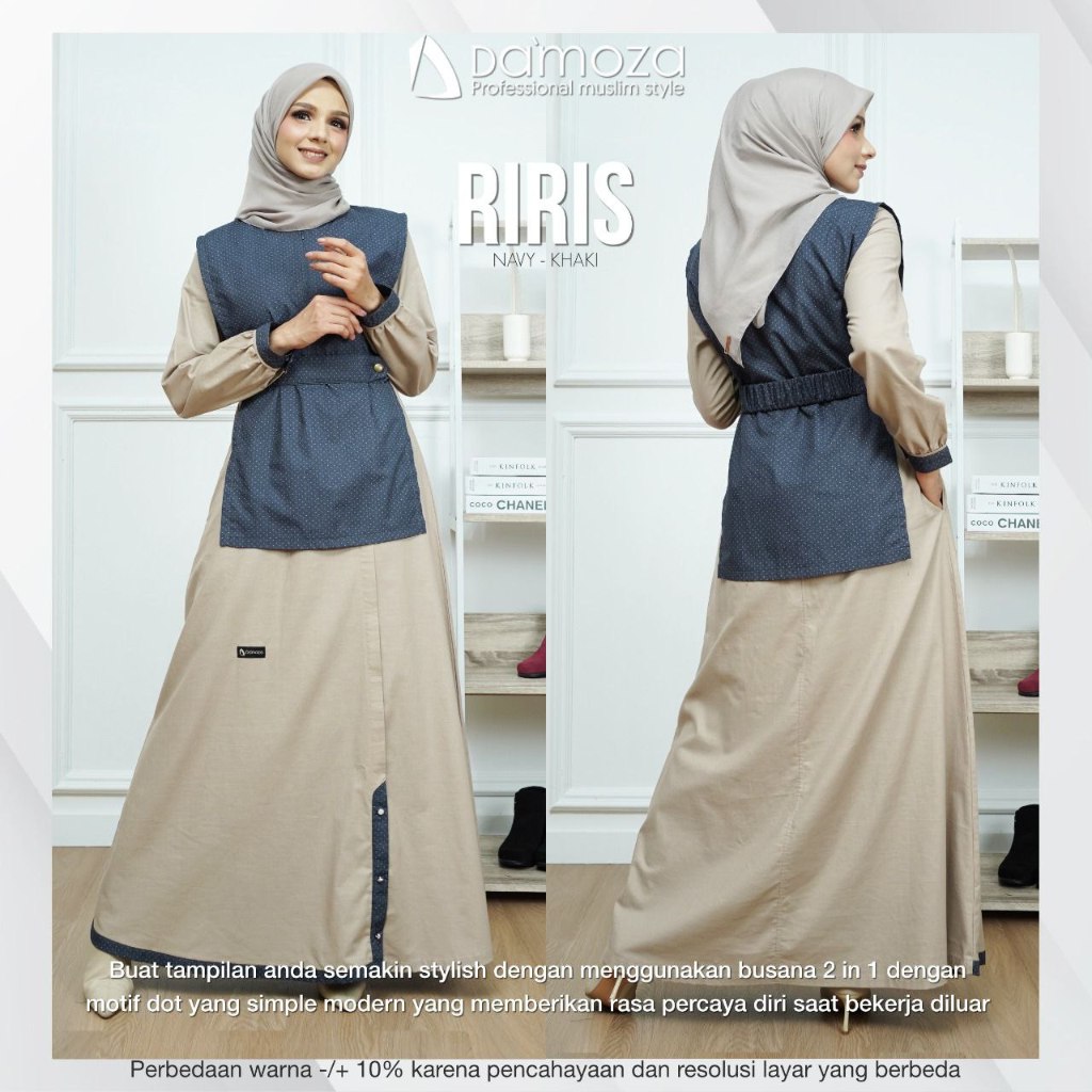 GAMIS DAMOZA Riris Beige / Baju Damoza / Dress Muslim - shafeeaofficial