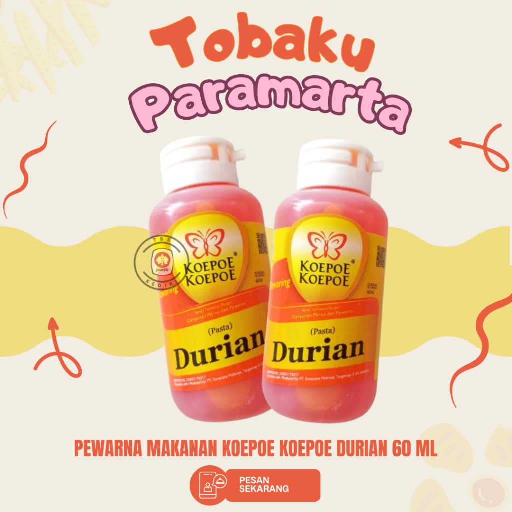 

PERISA PASTA MAKANAN KOEPOE KOEPOE RASA DURIAN 60 ML / PASTA PERISA MAKANAN KOEPOE KOEPOE / PASTA MAKANAN