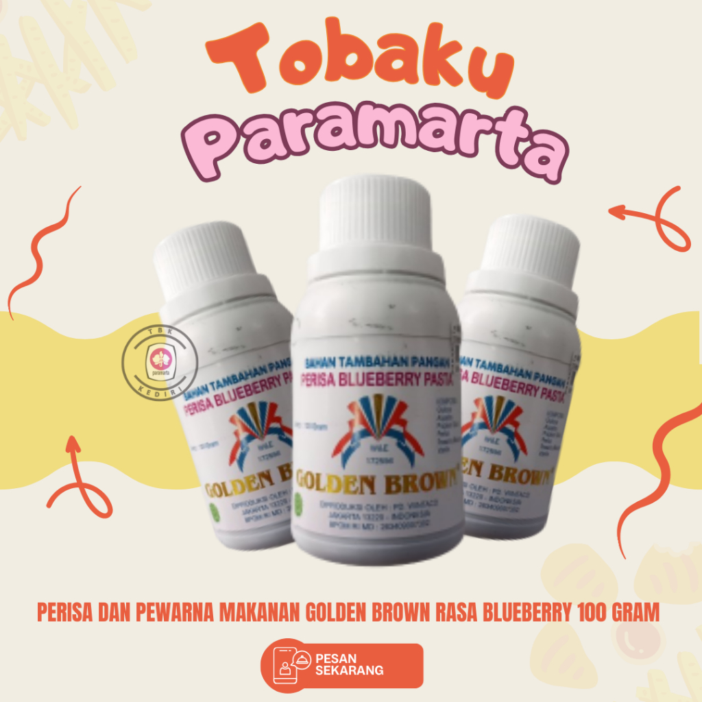

PERISA DAN PEWARNA MAKANAN GOLDEN BROWN RASA BLUEBERRY 100 ML / PERISA DAN PEWARNA MAKANAN GOLDEN BROWN / GOLDEN BROWN