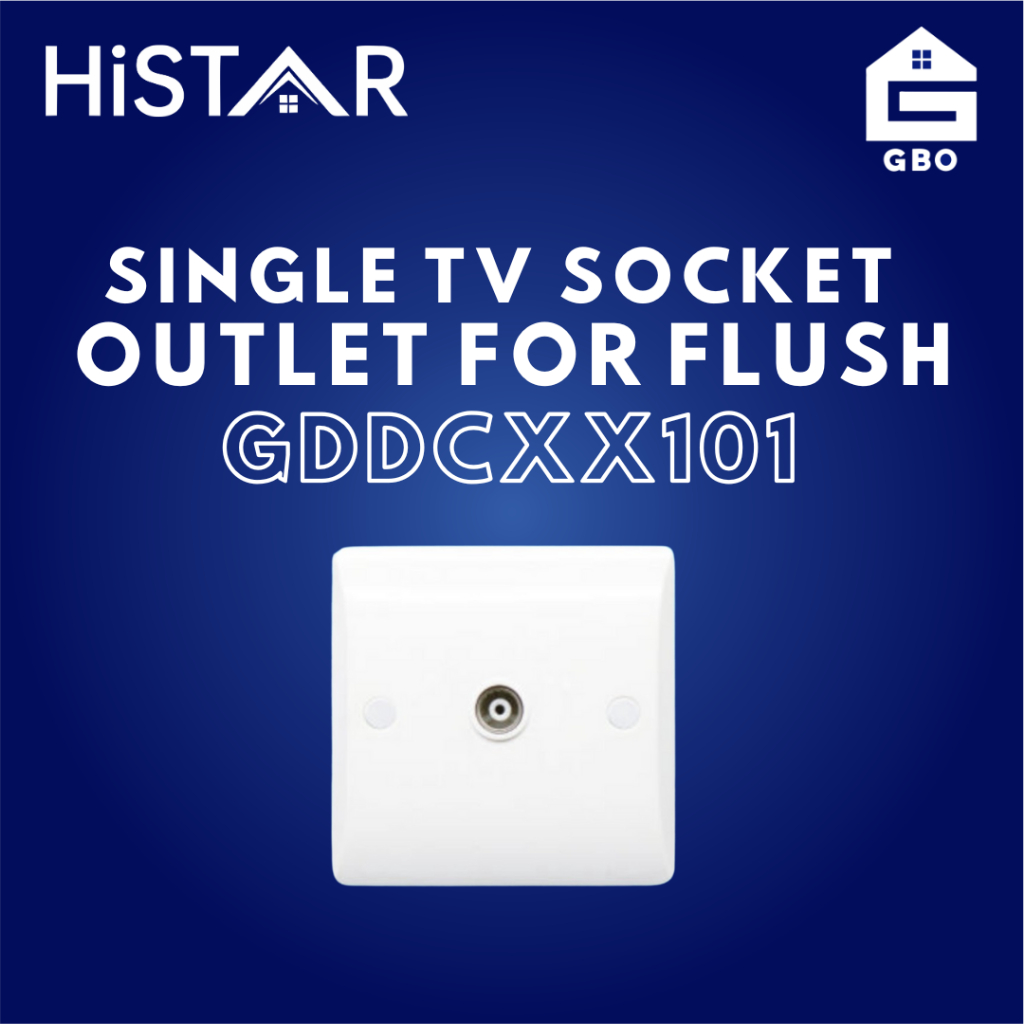 HISTAR- STOP ANTENA- BRIGHT SINGLE TV SOCKET OUTLET FORFLUSH MOUNTHING WHITE