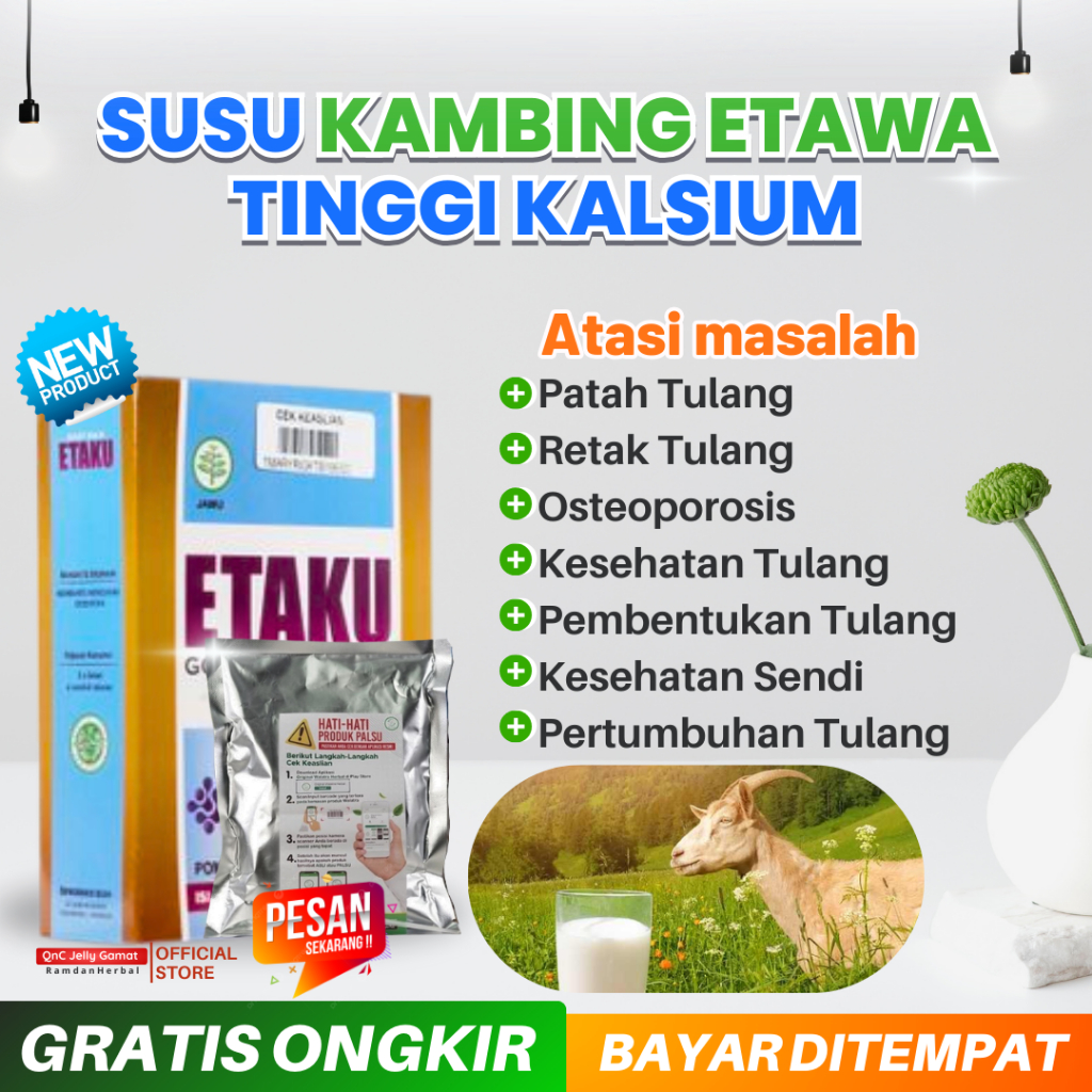 

Susu Kalsium Untuk Anak Dewasa Orang Tua Lansia Remaja Etaku Goat Milk 200gr Bpom