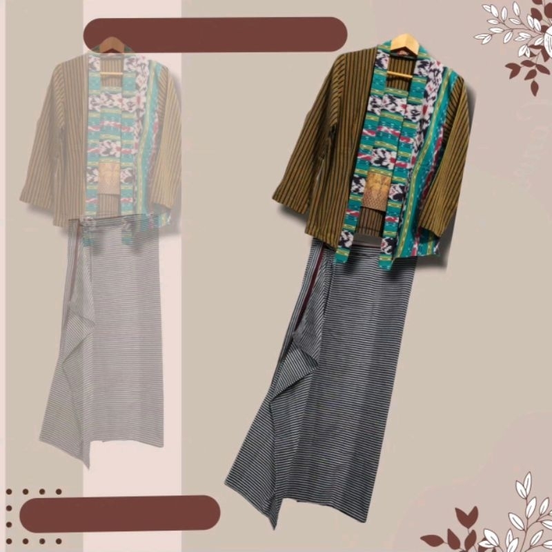 Setelan Kukebaya/kebaya lurik/rok lurik/rok lilit/kebaya gaya