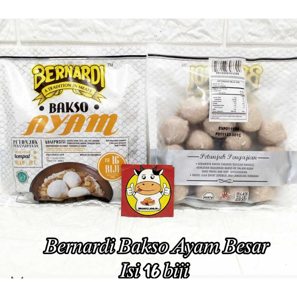

BERNARDI BAKSO AYAM 150GR ISI 16 BIJI-FROZEN FOOD-BRONTZ JOGJA