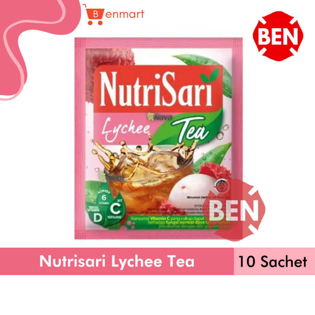 

NUTRISARI LYCHEE TEA 1 RENCENG ISI 10 BUNGKUS 14 gr 14gr - Pak Pcs Renteng Dus Leci Teh Pink Nutri