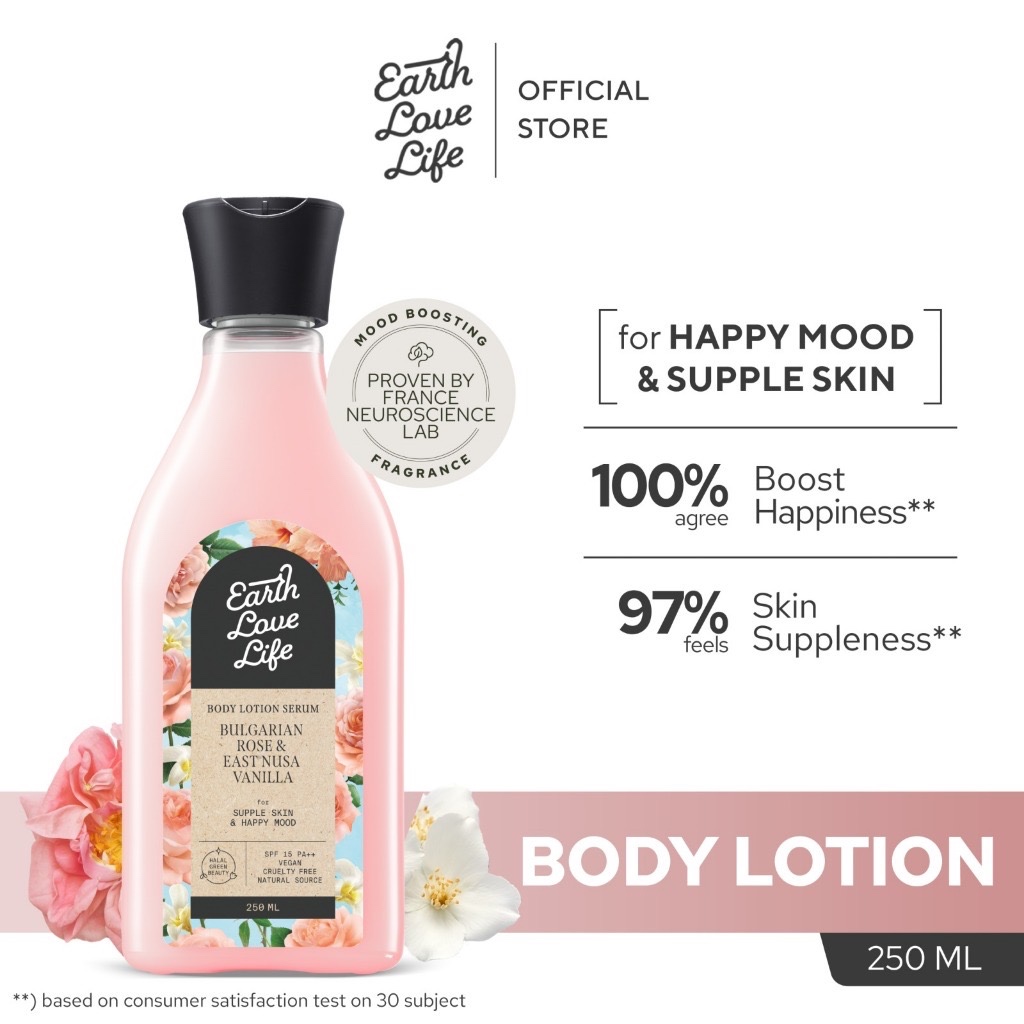 EARTH LOVE LIFE Bulgarian Rose & East Nusa Vanilla Body Lotion Serum Indonesia / Lotion Serum Tubuh 