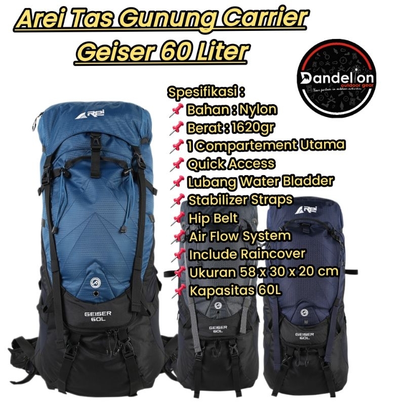 Arei Tas Gunung Carrier Geiser 60 Liter