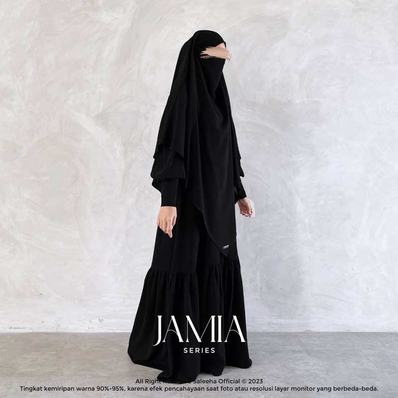 SALEEHA-French Khimar warna Jetblack