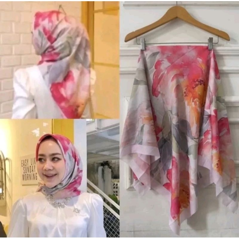 TERBARU Hijab Jilbab Segiempat Voal Motif Bunga Adeline / Voal Motif Bunga Rushel / Voal Motif Bunga