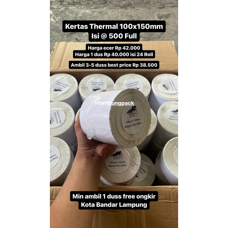

Label Barcode 100 x 150 / Kertas Sticker Thermal Resi 100x150MM A6 Full ISI 500 PREMIUM