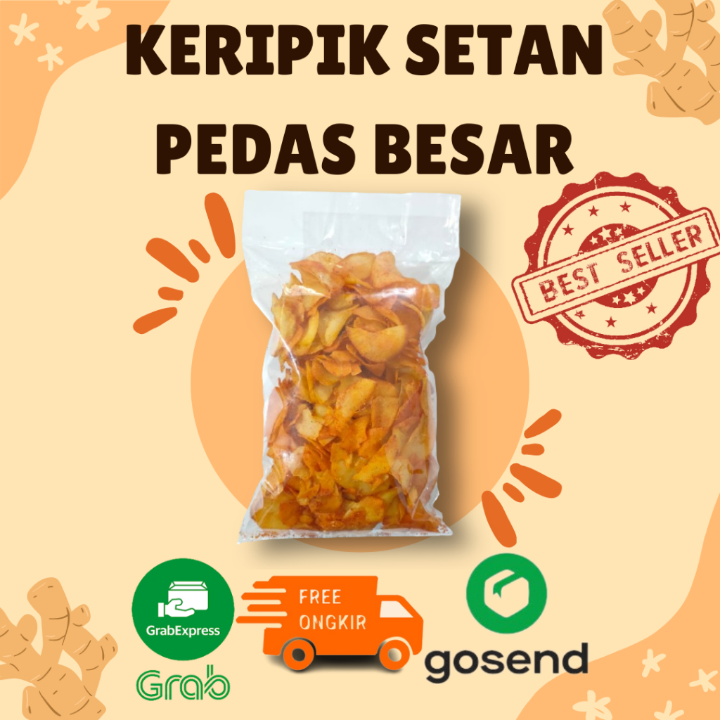 

Keripik singkong - Keripik singkong setan pedas 400gr Snack Bandung