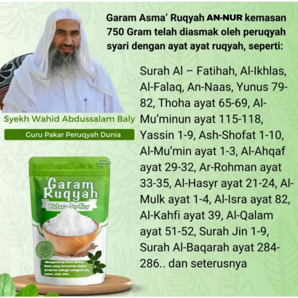 

[AN NUR] Garam Ruqyah Bidara 500gr - Mencegah dari Gangguan Jin