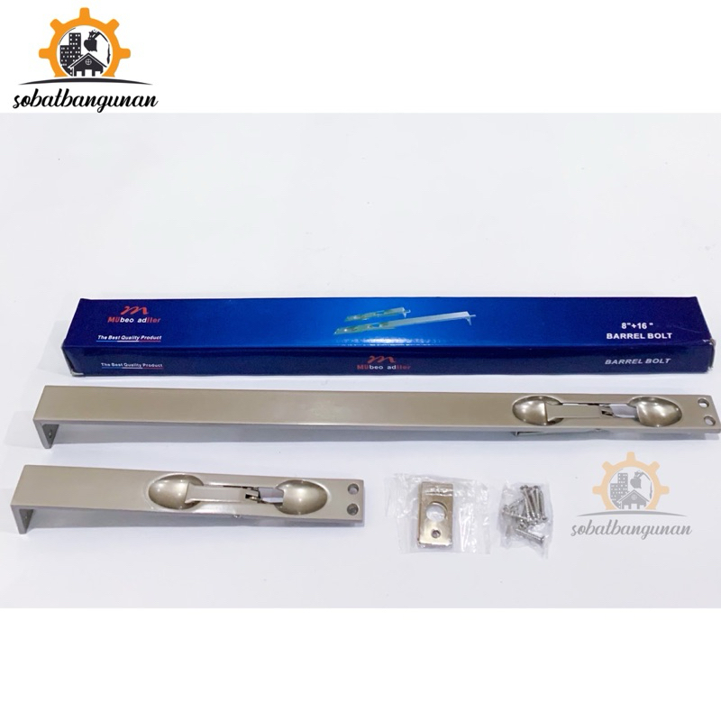 1 SET Grendel Tanam Pintu Kupu Tarung Flush Bolt MULLER Aluminium 8” + 16”