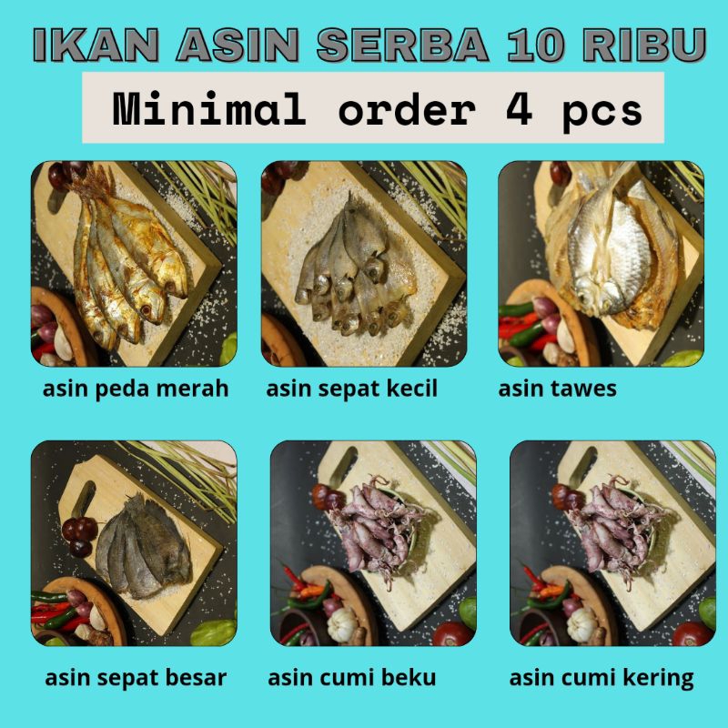 

IKAN ASIN SERBA 10 RIBU / IKAN KERING / IKAN KEMASAN / CUMI ASIN