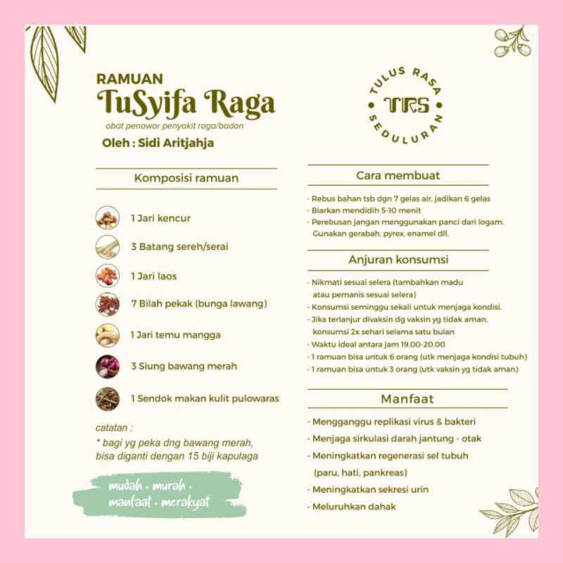 

MINUMAN REMPAH TUSYIFA RAGA/DETOX TUBUH