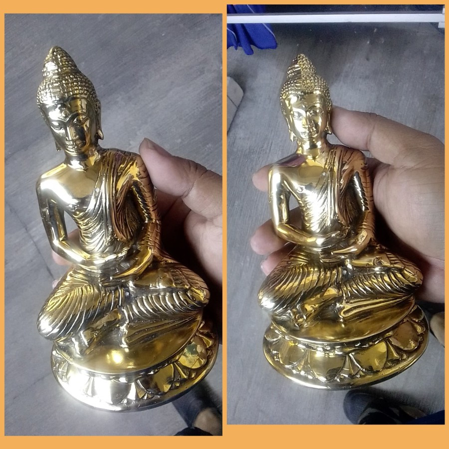 koleksi pajangan patung budha kuningan