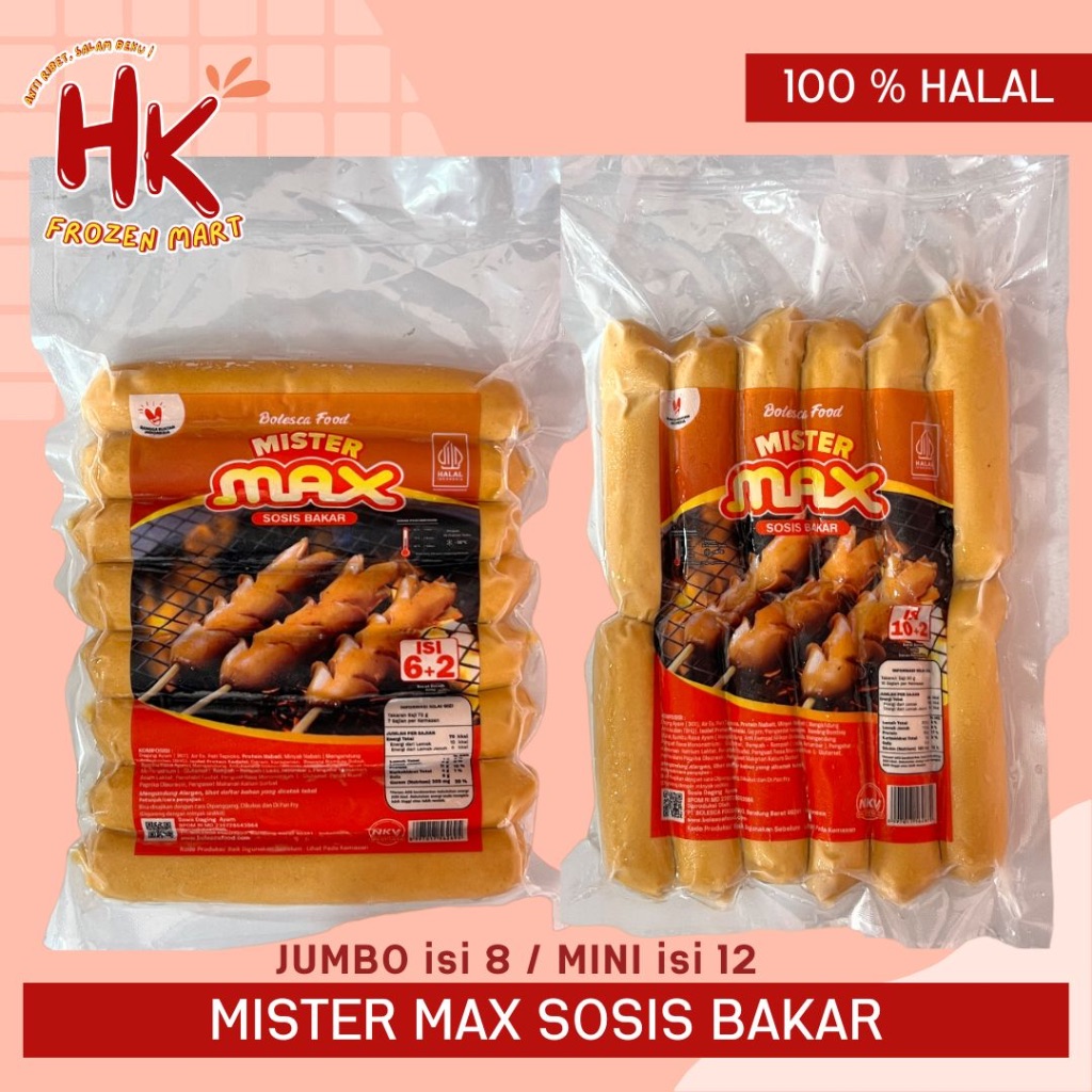 

Mister Max Sosis Ayam Jumbo isi 8 & Mini isi 12 | chicken sausage bakar HK Frozen Mart