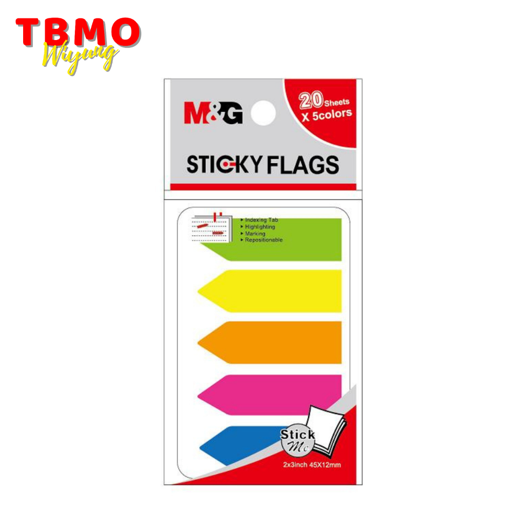 

TBMO M&G 2x3 PET Sticky Flags Index 20 sheets 45x12mm YS-99