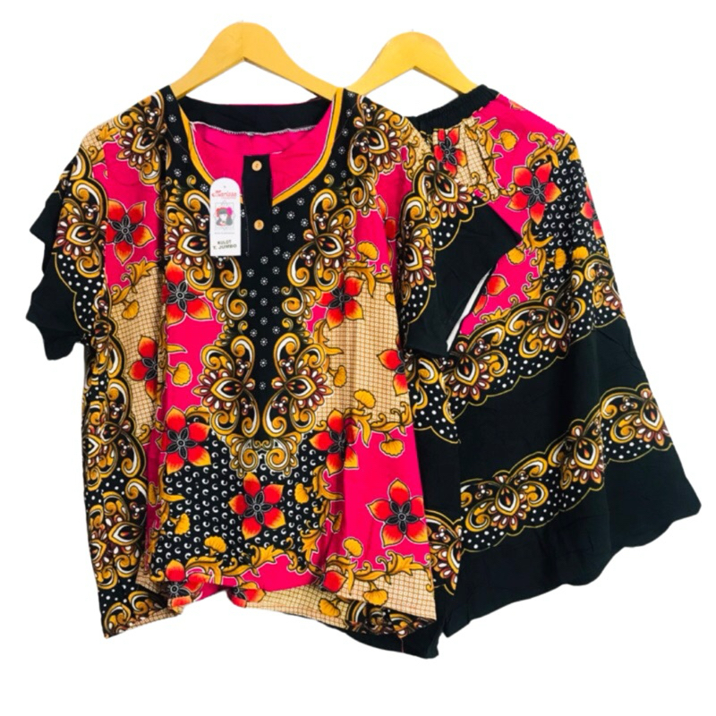 Marissa Collection | Setelan batik kulot 7/8 jumbo tangan pendek motif bunga LD 124cm