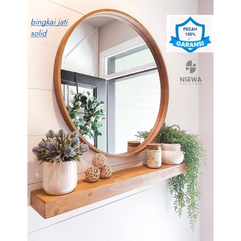 CERMIN BULAT JATI 80 CM / CERMIN DINDING BUNDAR BESAR