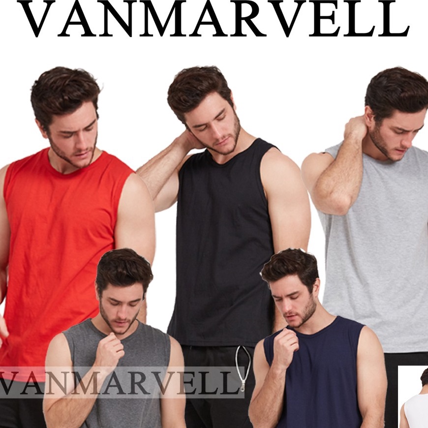 Terlaku Vanmarvell Kaos Buntung Singlet polos Pria