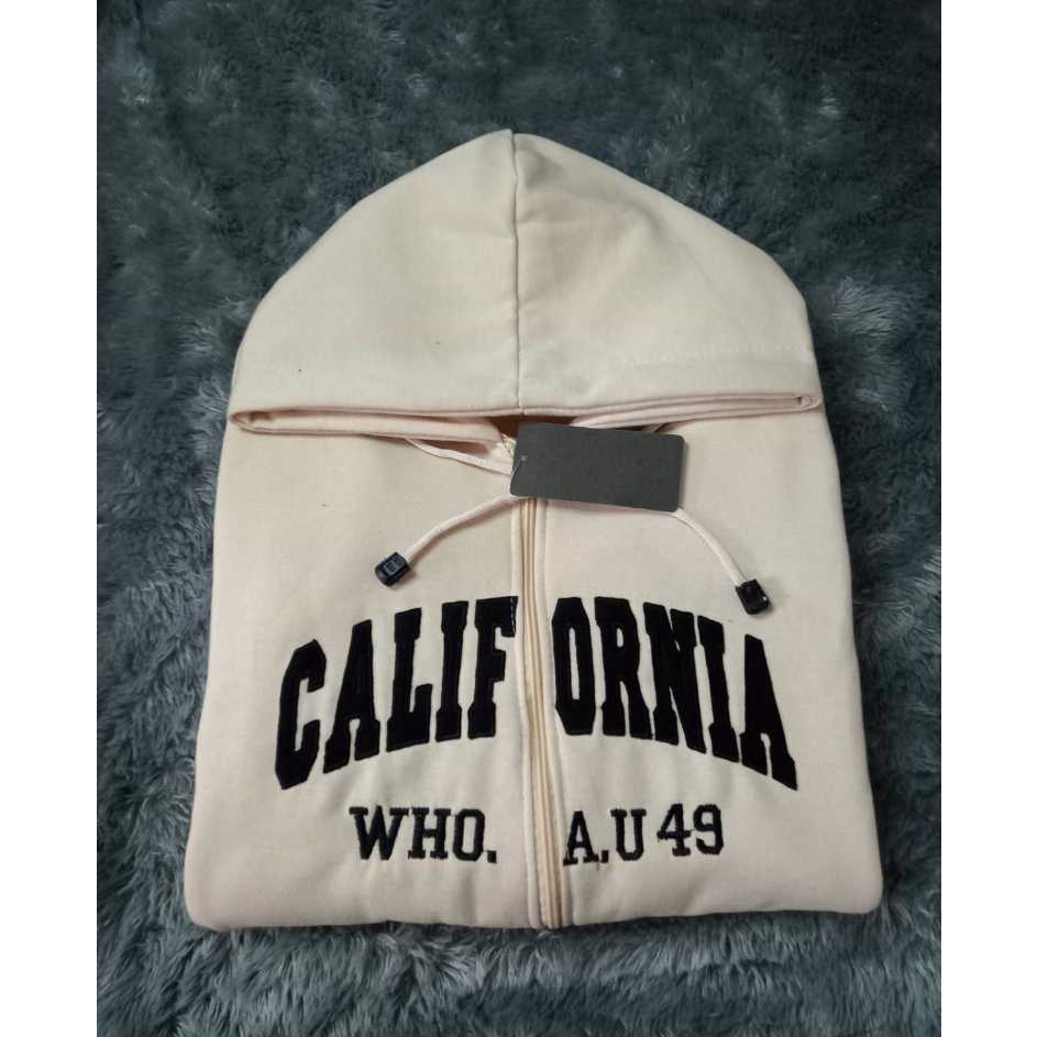 Terlaris dan Termurah Jaket WHO AU California Cream  Hoodie WHOAU Zipper Pria Wanita Premium Quality