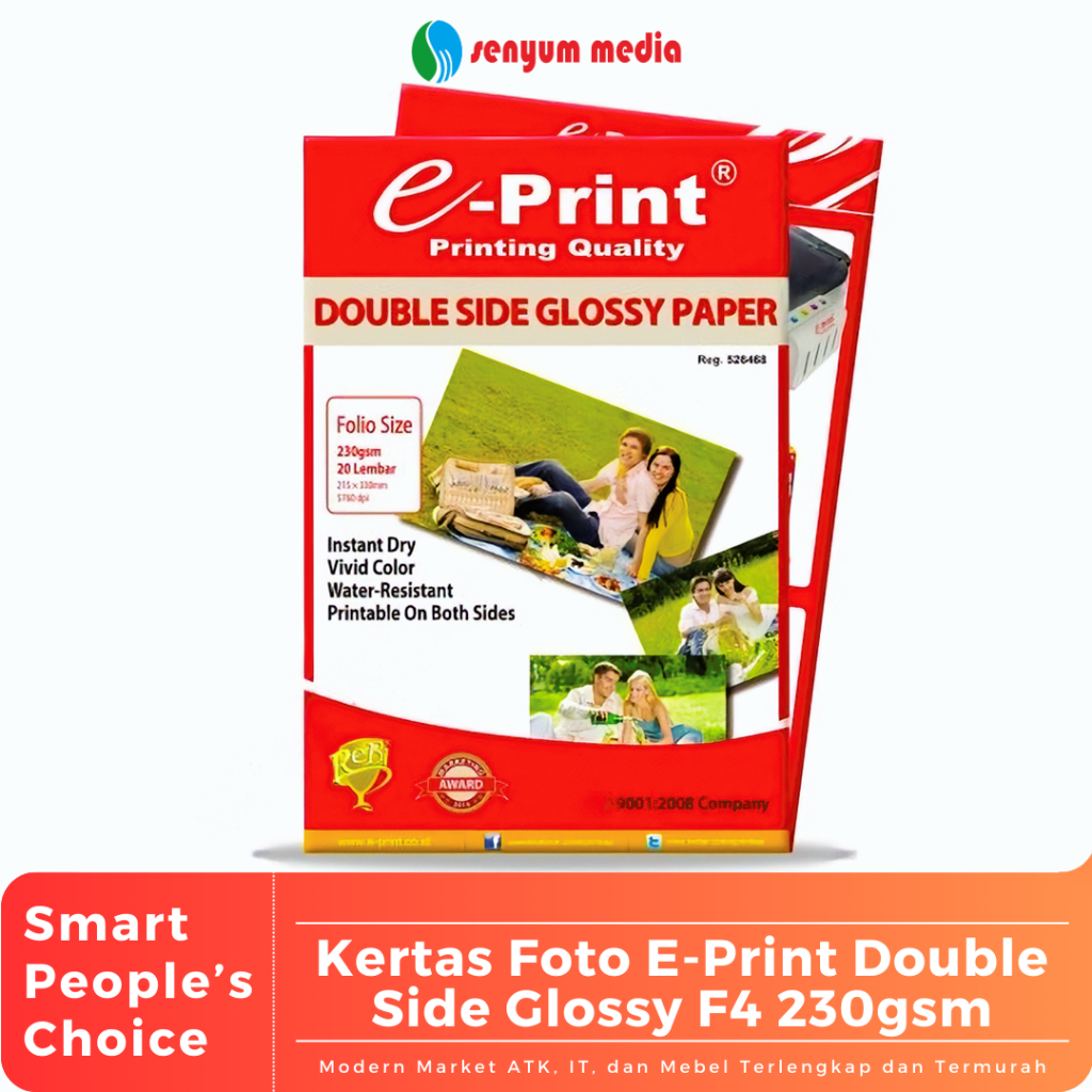 Kertas Foto E-Print Double Side Glossy F4 230gsm (1 Pak Isi 20 Lembar) (S:PAK)
