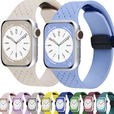 zB Strap Apple Watch Silicone Magnetic Square Pattern Strap iWatch Series 12345SE678Ultras9Ultra2