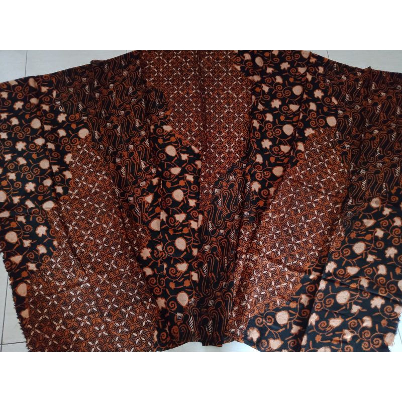 kain batik cap kombinasi tulis sogan warna coklat motif pulauan pulau pulo puloan wanita bahan fisko