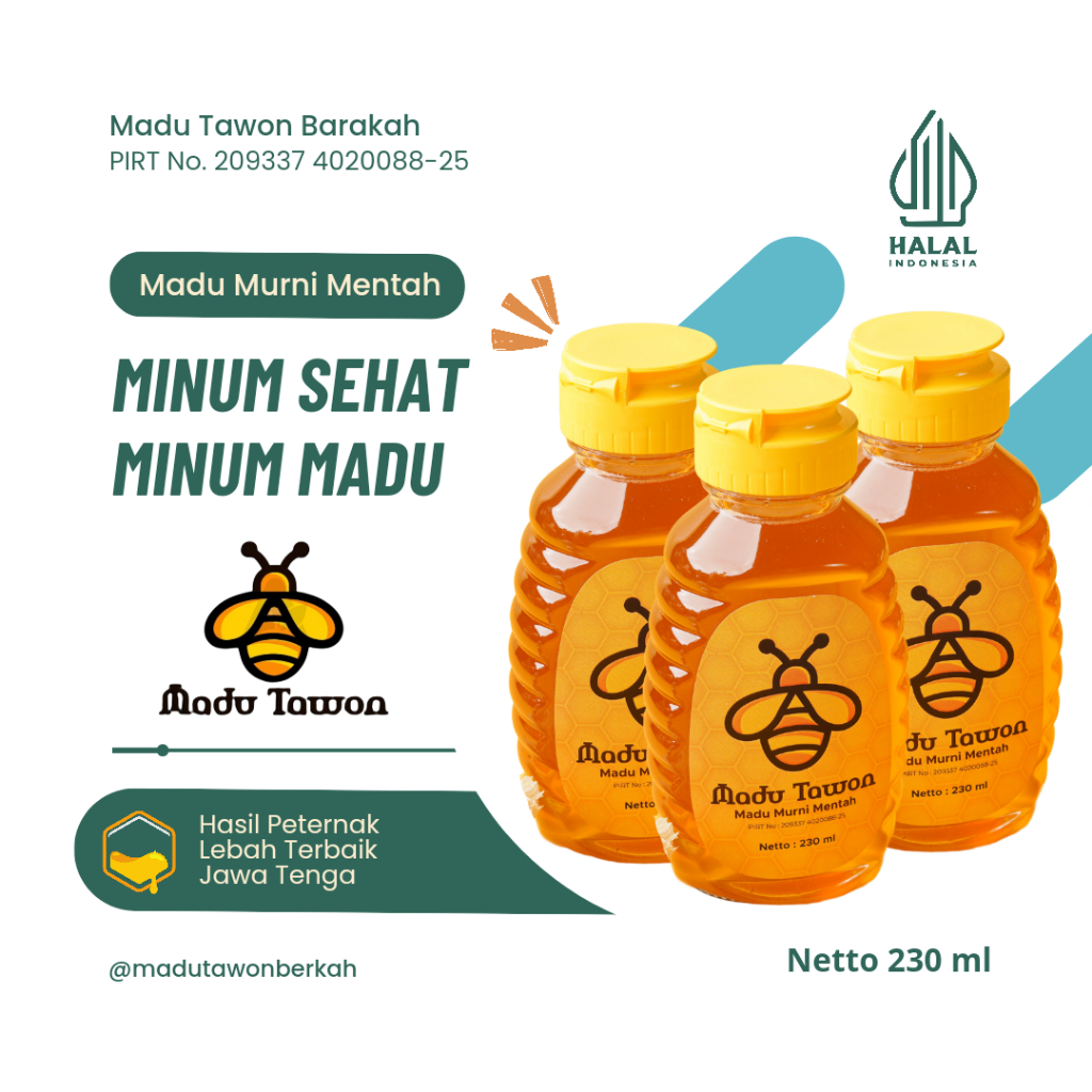 

Madu Asli 100% - Madu Murni Full Nektar 230gram - Pure Natural Raw Honey