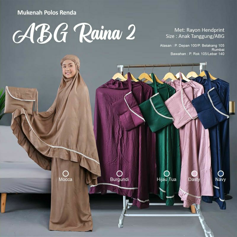 Grosir mukena rayon polos warna renda  anak ABG isi 5pcs