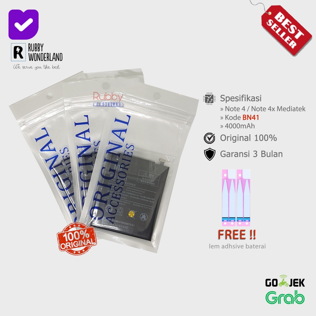 Batre Battery Baterai Xiaomi Redmi Note 4 Note 4X  BN41 Original 100%
