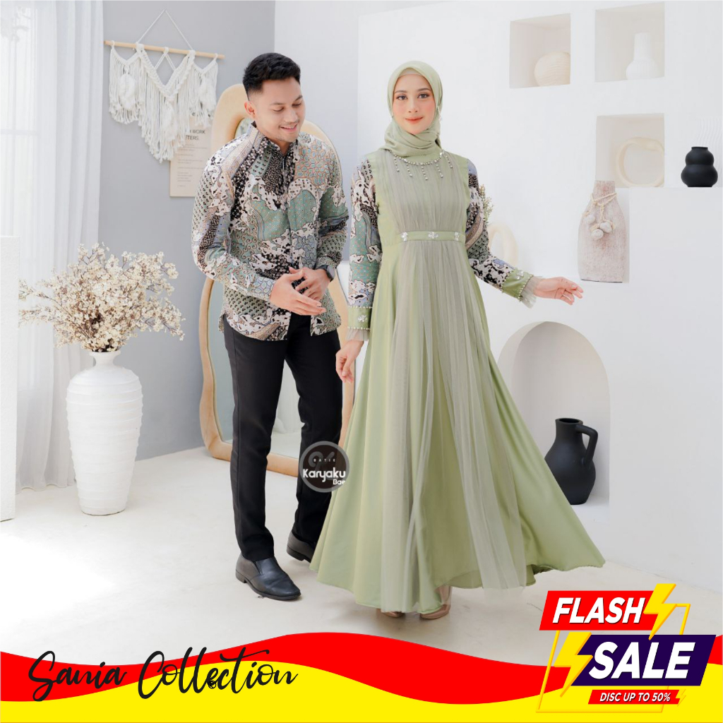 Baju Couple Pasangan Terbaru 2024 Batik Gamis Kebaya Kapel Keluarga Suami Istri Batik Kondangan