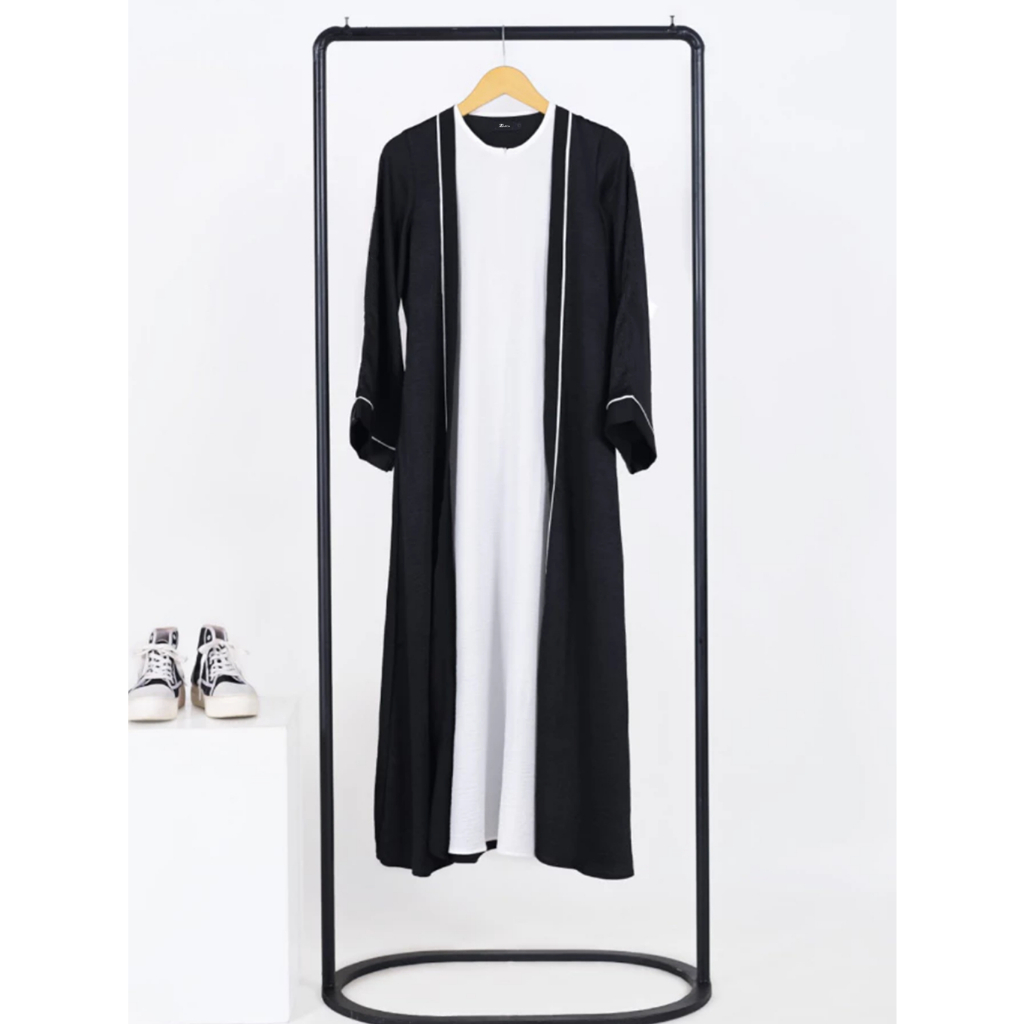 Baju Abaya Hitam Home Daily Polos Motif Lis Bisban / Trend Gamis Turkey Remaja