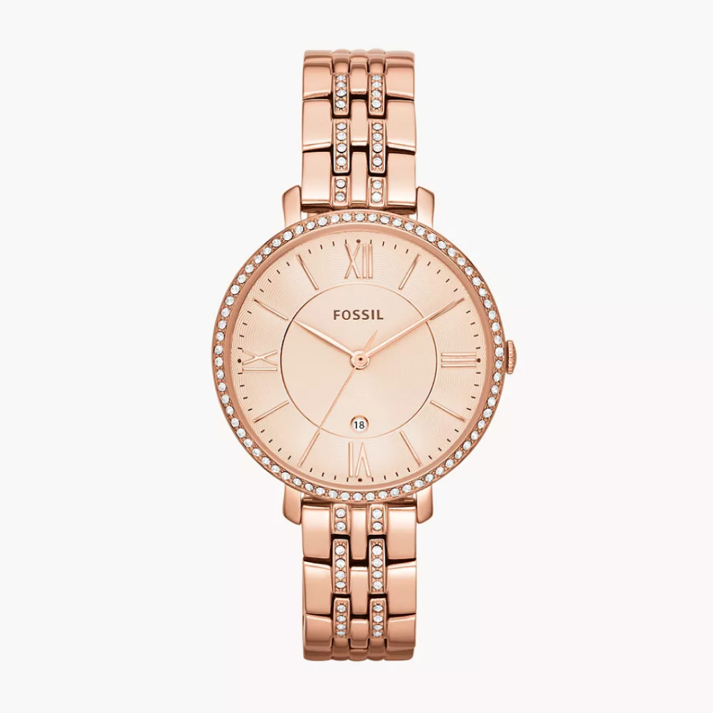 Jam Tangan Wanita Fossil Jacqueline ES3546 Rose Gold Dial Rose Gold Stainless Steel