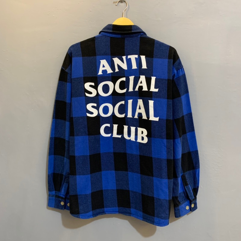 ANTI SOCIAL SOCIAL CLUB authentic streetwear back hit logo Plaid shirt Flannel