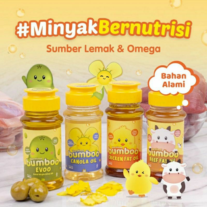 

BUMBOO Chicken & Beef Fat Oil 100ml | BUMBOO Evoo & Canola Oil | Minyak MPASI | Minyak BB Booster