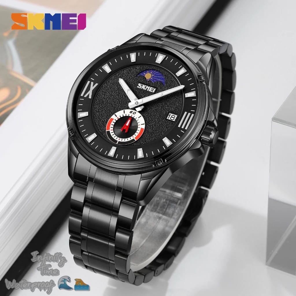 Jam Tangan Skmei 9326 Analog Chrono Aktif dan Tanggal Aktif Rantai Stainless Kualitas Original Water