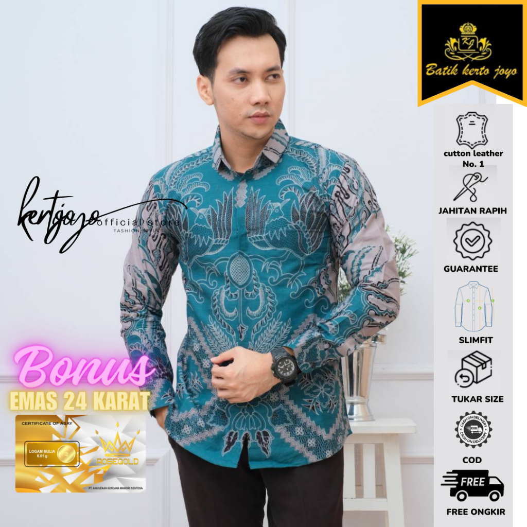 Batik Solo pria modern slimfit Baju Batik Pria premium Lengan Panjang slim fit baju batik Slimfit ba