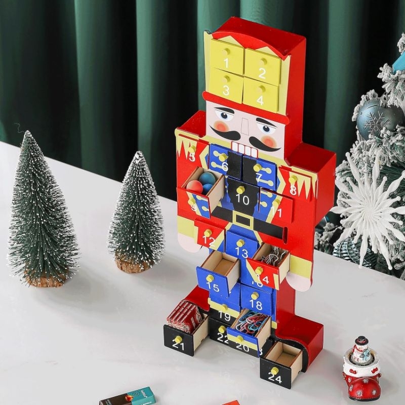

twigs.id Wooden Nutcracker Advent Calendar | Christmas Countdown with 24 Drawers