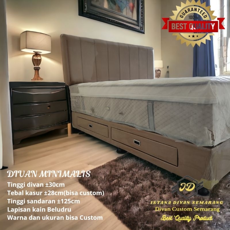 PROMODivan  Dipan Tempat Tidur  Minimalis KAIN BELUDRU MOTIF SALUR 160x200