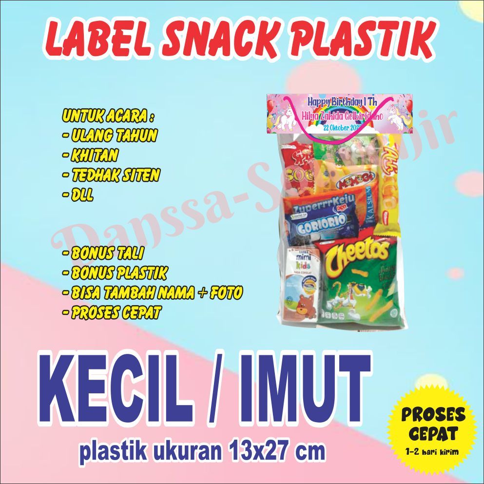 

(13x27CM) Tas Label Ultah Jajan Snack Plastik Ulang Tahun - KECIL / IMUT