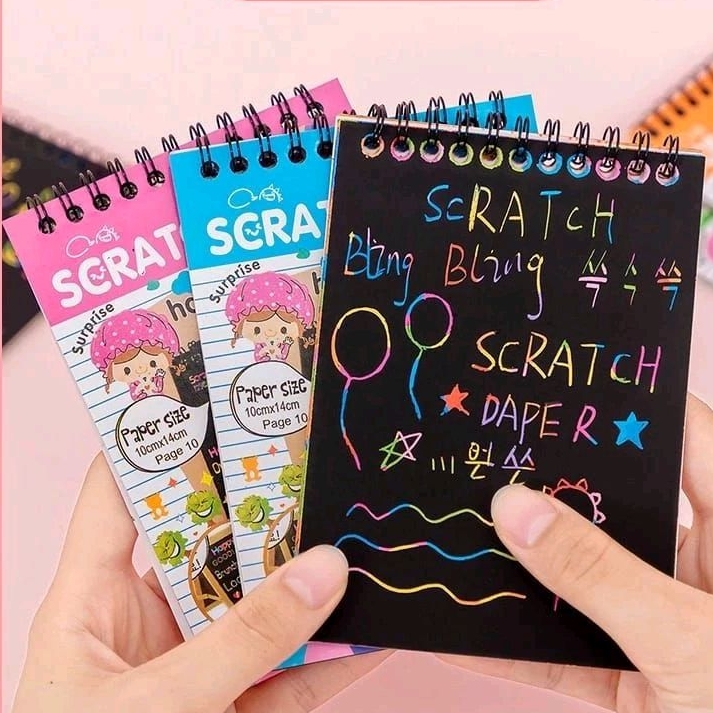 

Scratch Note Mini / Buku Gambar Mini Tulis Gores Ajaib Colourfull / Buku edukasi anak paud TK SD