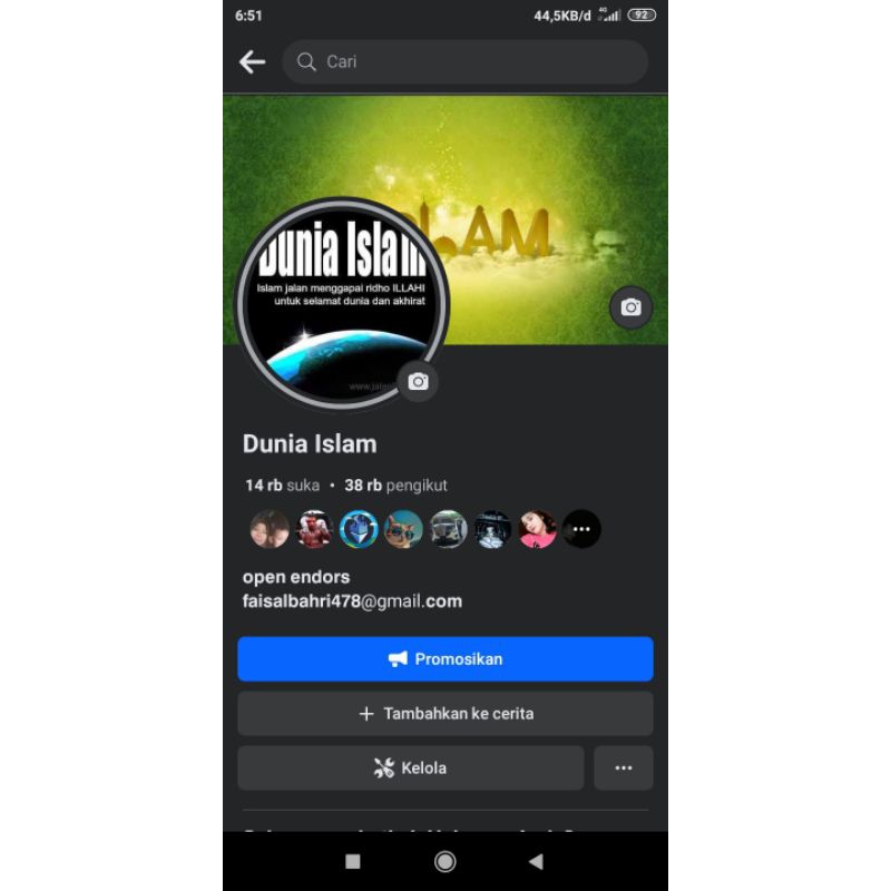 Halaman Fanspage Facebook bekas affiliate toko oren masih rame