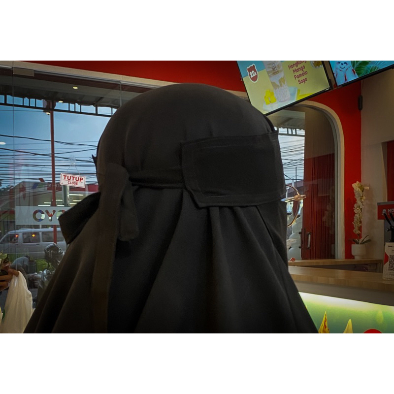 Promo NIQAB BANDANA TALI KECIL- PED TIDAK KERAS siffon silk arab)