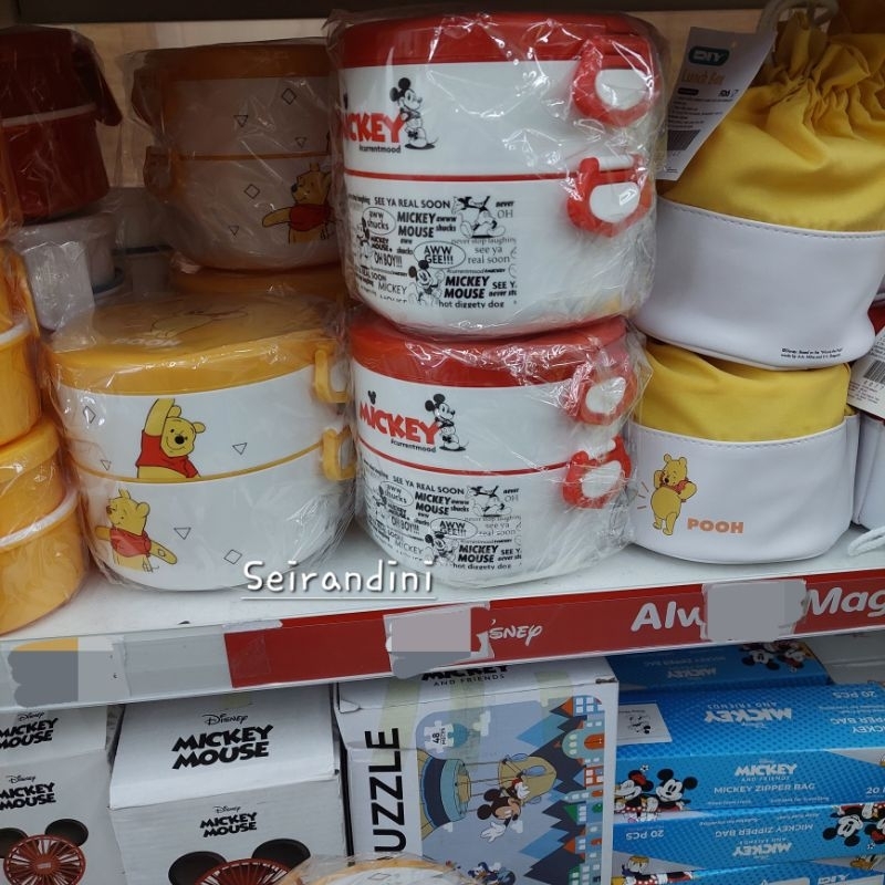Lunch Box Layer Tempat Makan Tingkat Disney Mickey Mouse Winnie The Pooh 1300ml Hadiah Kado Unik MR 
