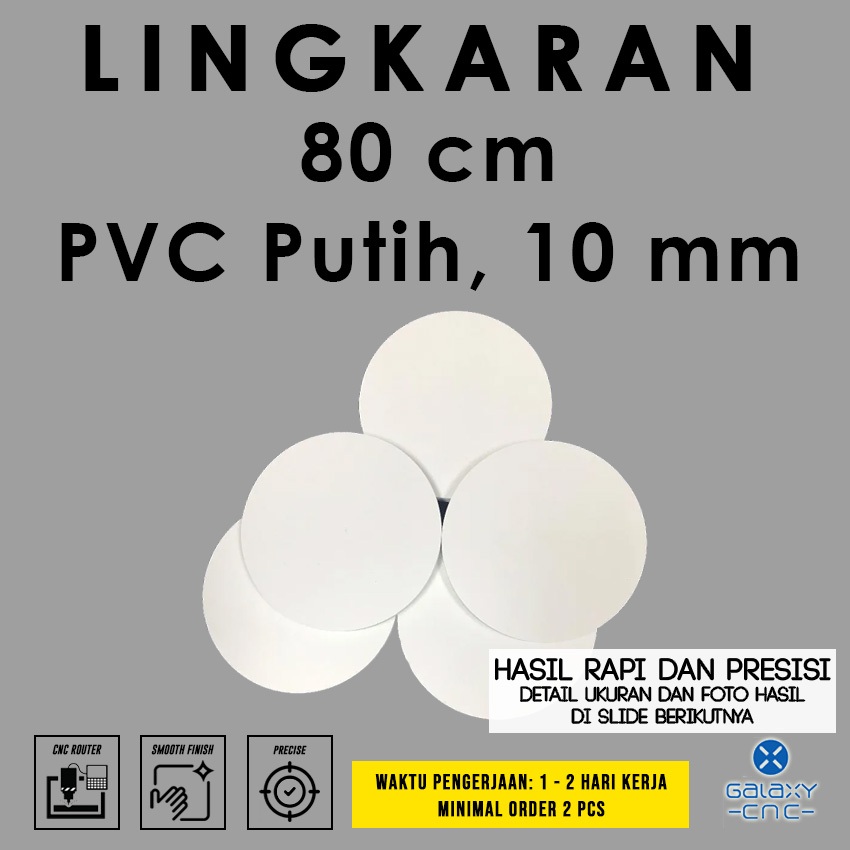 Lingkaran 80 cm - Tebal 10 mm - PVC Foam Board warna putih /MDF/Triplek