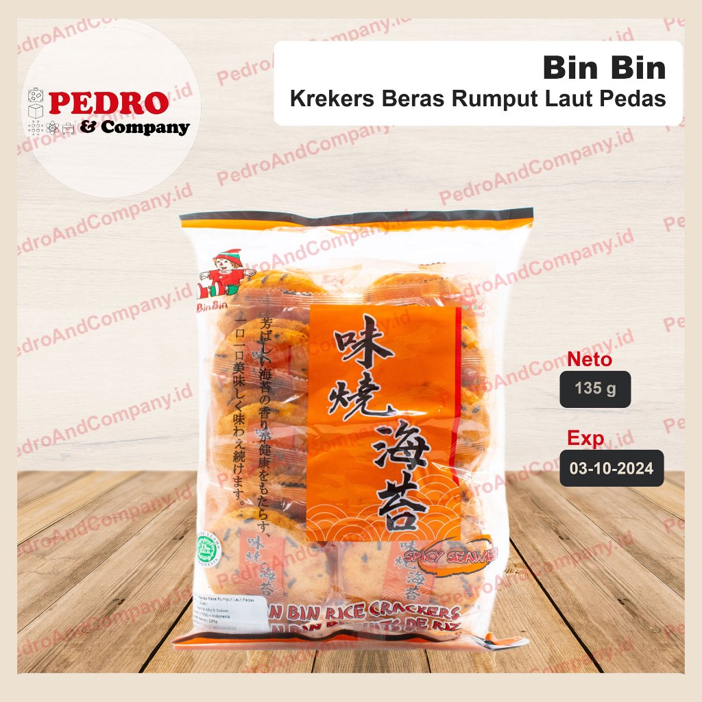 

Bin bin rice crackers spicy seaweed 135 gram - snack beras