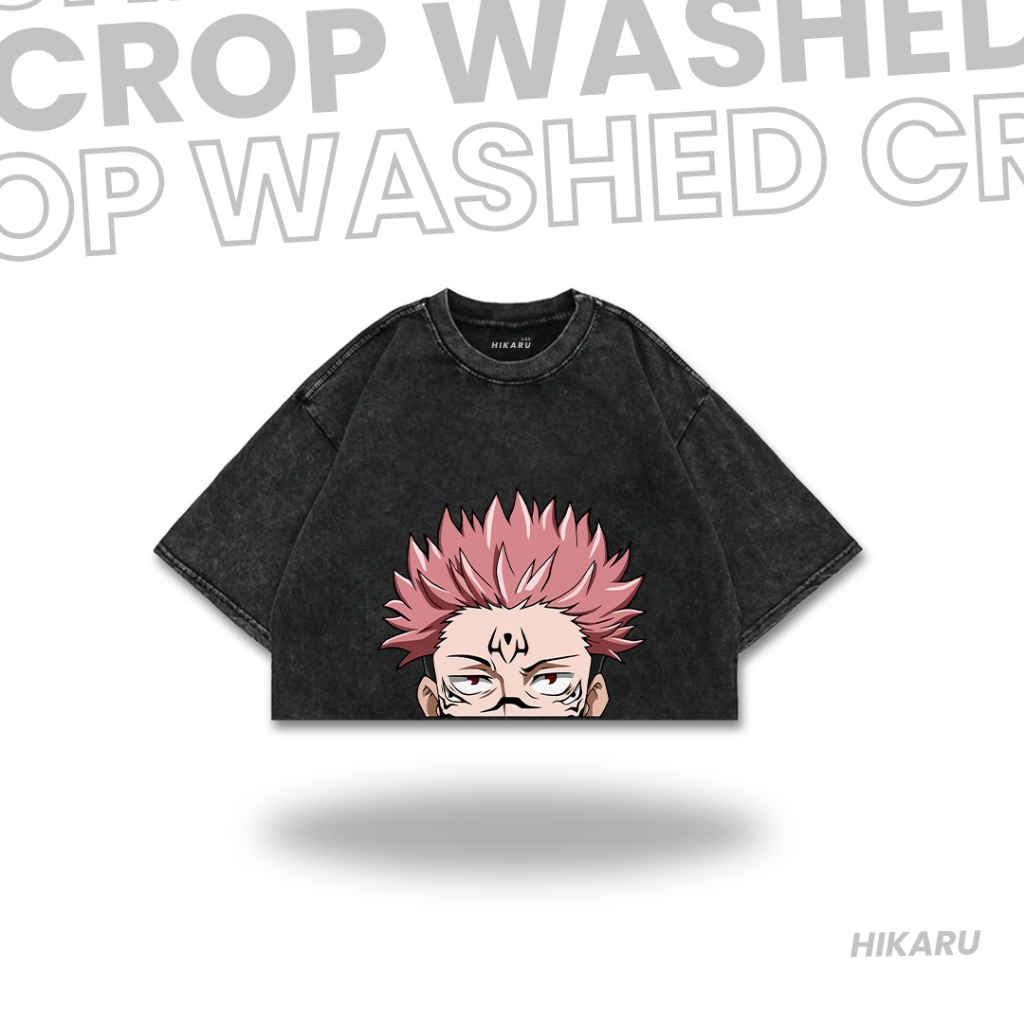 HIKARU Croptee ANIME JUJUTSU KAISEN "YUJI SUKUNA" Washed | kaos crop top | kaos anime | crop top ani