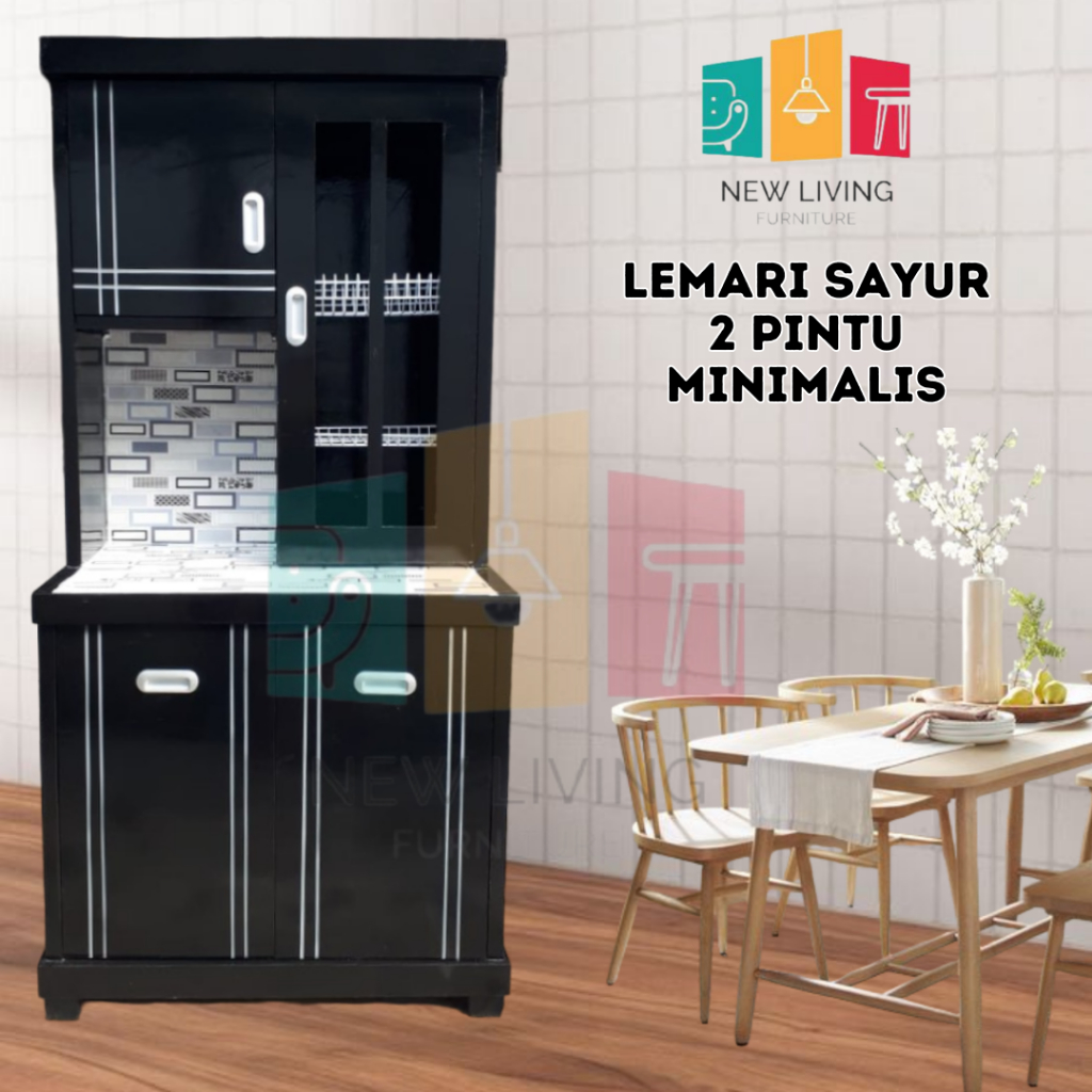 NL- Lemari sayur 2 pintu lemari rak piring dapur minimalis Lemari Sayur 2 Pintu Kayu Multiplek